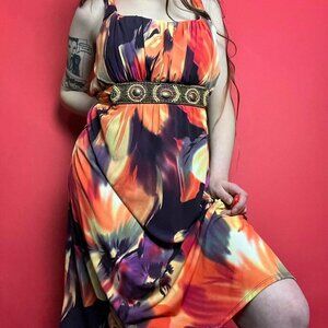 Bisou bisou  / Vintage mini dress with tropical pattern 🧡💛​​​​​